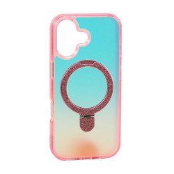 Color Gradient Design Style Magnetic Magsafe Phone Case with Glitter Kickstand Ring for Apple iPhone 17 (Pink) Color Gradient Design Style Magnetic Magsafe Phone Case with Glitter Kickstand Ring for Apple iPhone 17 (Pink)